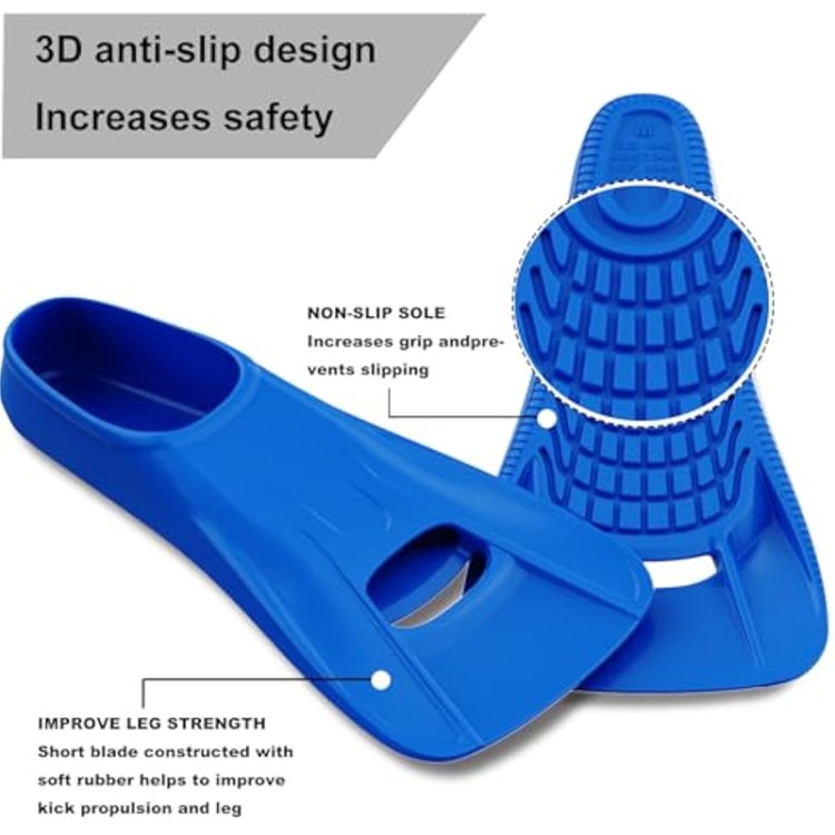 Short blade comfort silicone adult diving fins