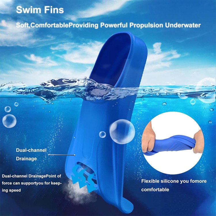 Short blade comfort silicone adult diving fins