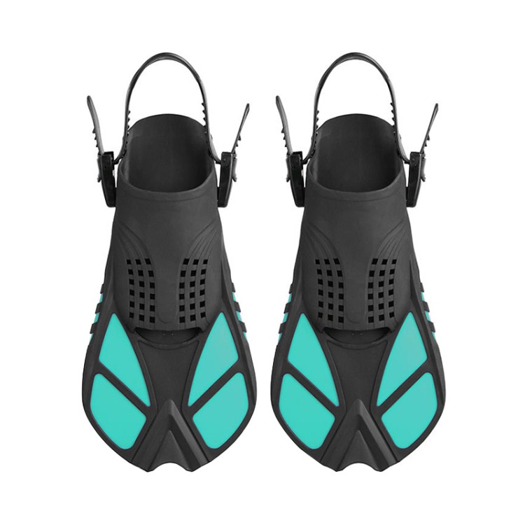 Porous drainage short blade rubber adult diving fins