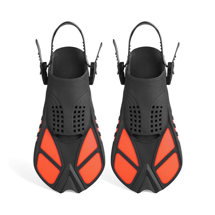 Porous drainage short blade rubber adult diving fins