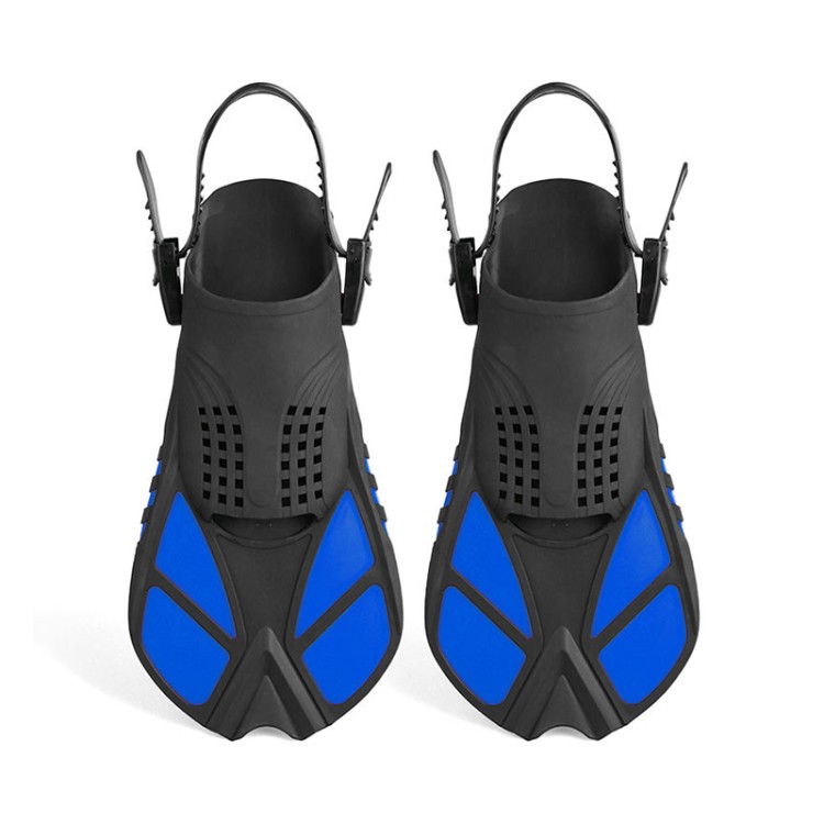 Porous drainage short blade rubber adult diving fins