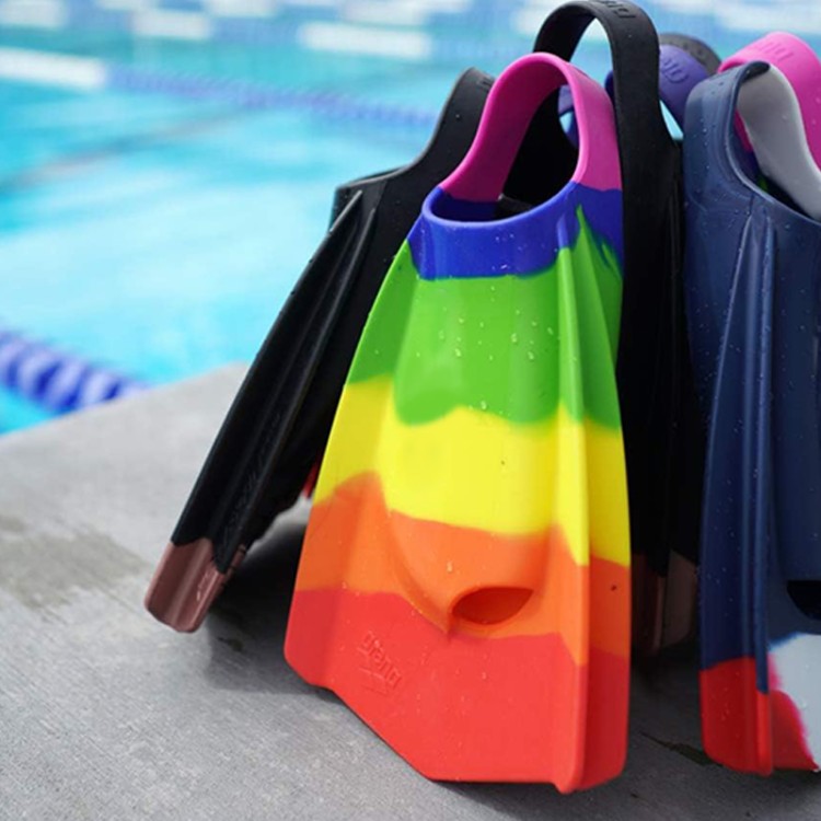 Colorful short blade silicone adult diving fins