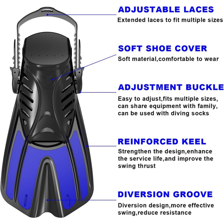 Small portable adjustable open adult diving fins