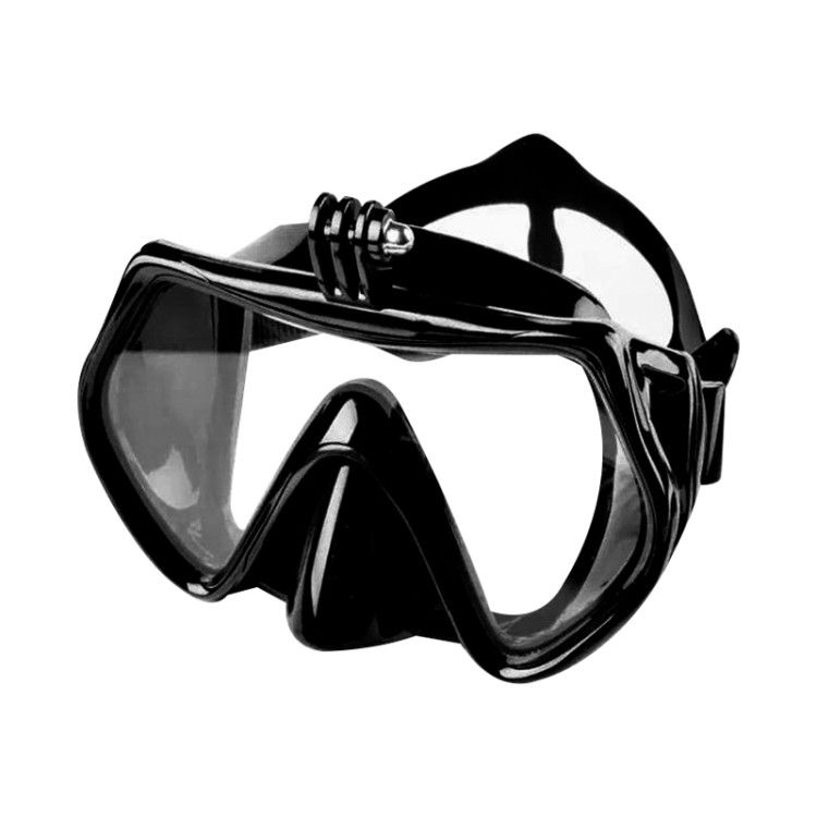Black anti-fog tempered glass adult diving mask