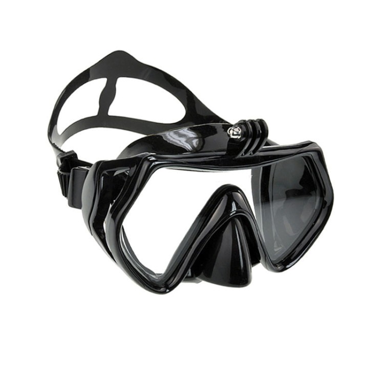 Black anti-fog tempered glass adult diving mask