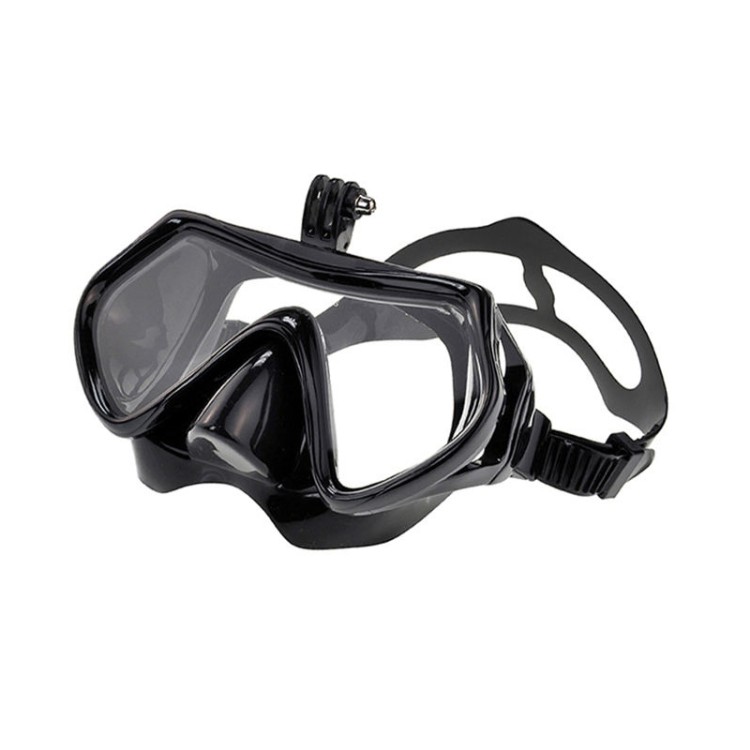Black anti-fog tempered glass adult diving mask