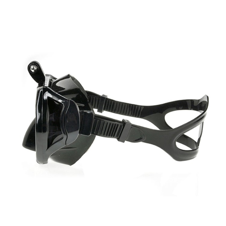 Black anti-fog tempered glass adult diving mask