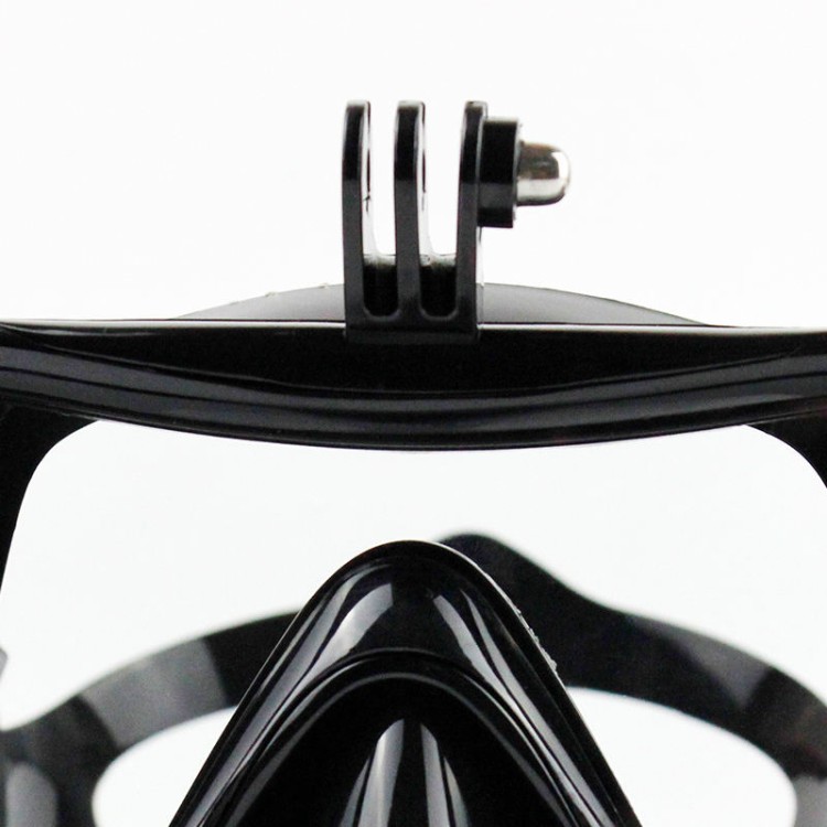 Black anti-fog tempered glass adult diving mask