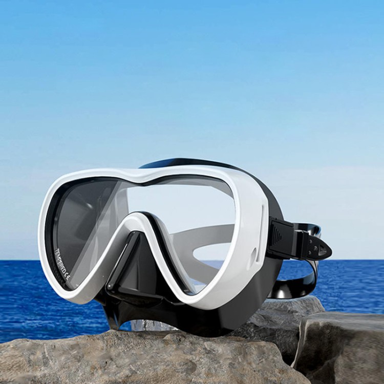 Large frame field of view adult diving mask