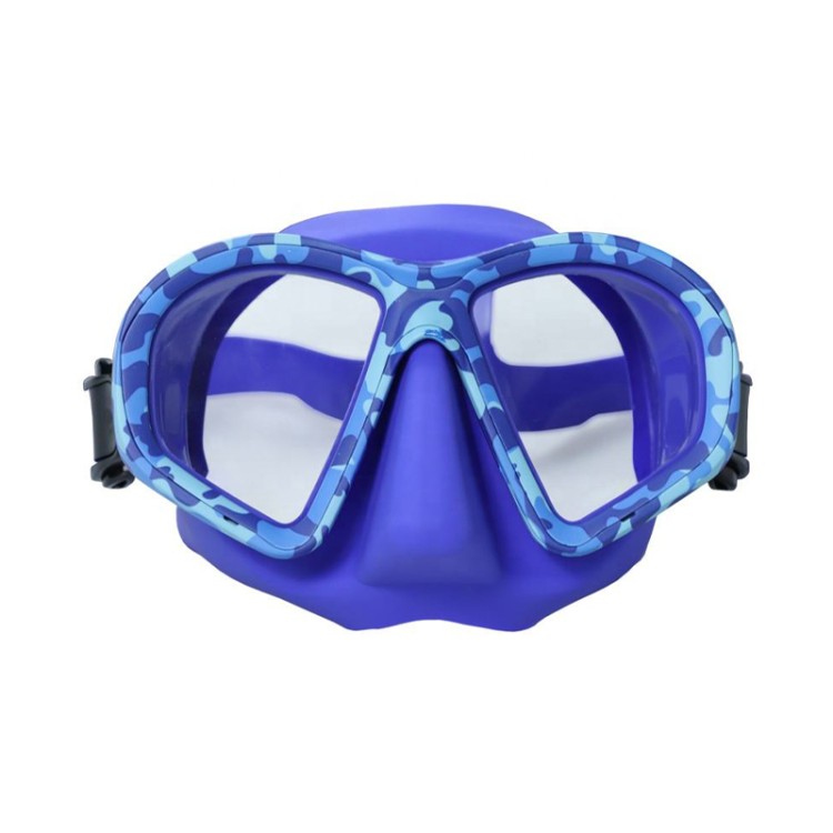 Camouflage frame tempered lens adult diving mask