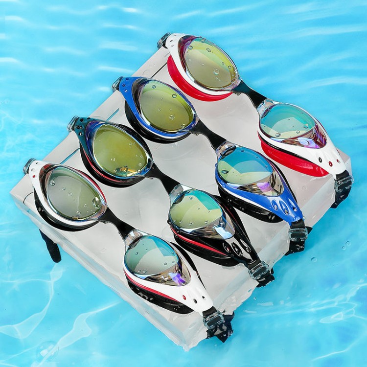 Waterproof and anti-fog display adult swimming goggles