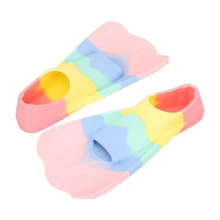Colorful short blade silicone children's diving fins