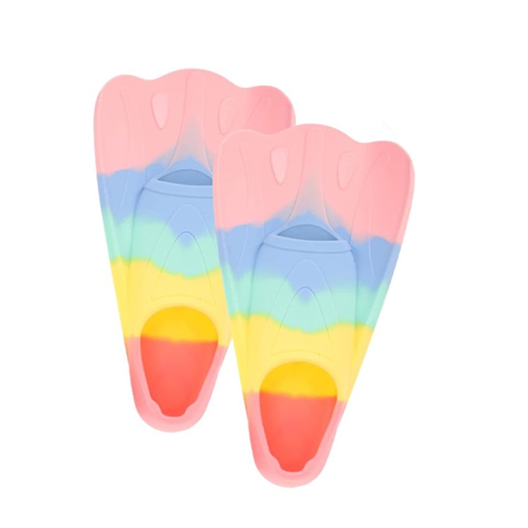 Colorful short blade silicone children's diving fins