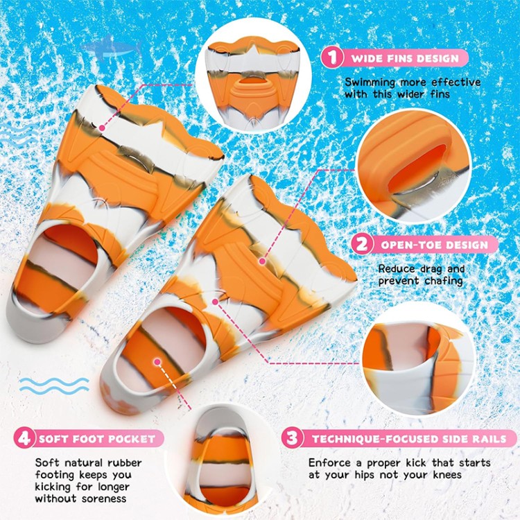 Short blade non-slip short children's diving fins
