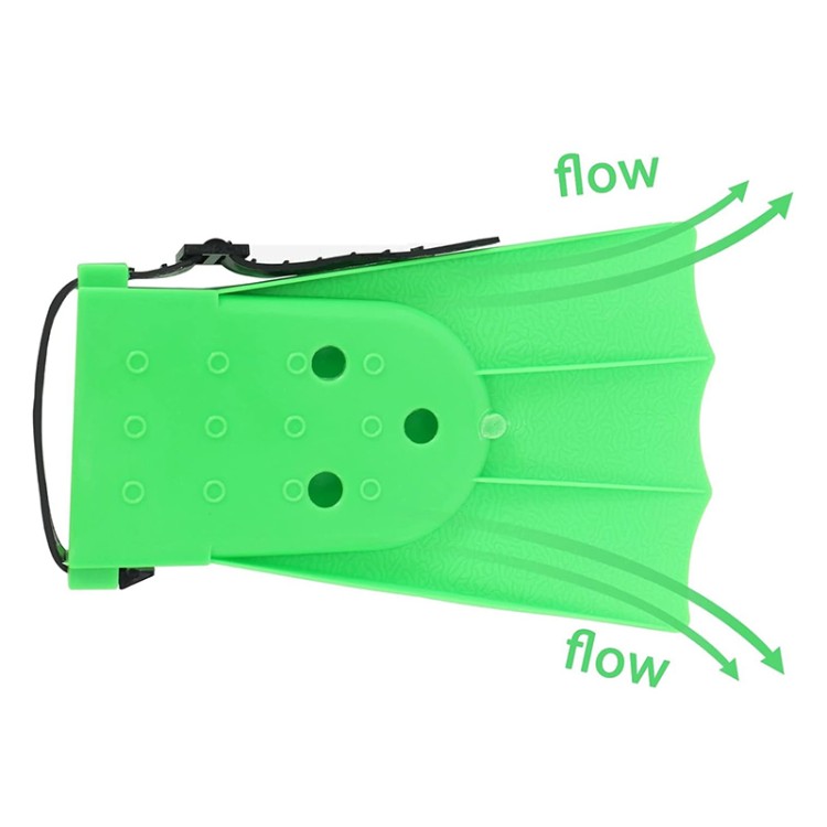 Green streamlined adjustable children's diving fins