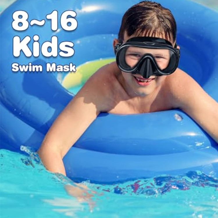 Clear vision tempered glass children's diving mask