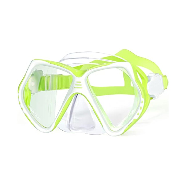 Panoramic anti-fog tempered glass children's diving mask