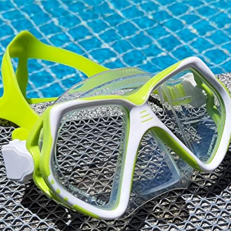 Panoramic anti-fog tempered glass children's diving mask