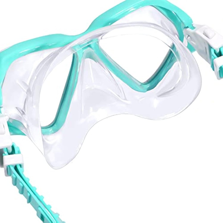 Panoramic anti-fog tempered glass children's diving mask