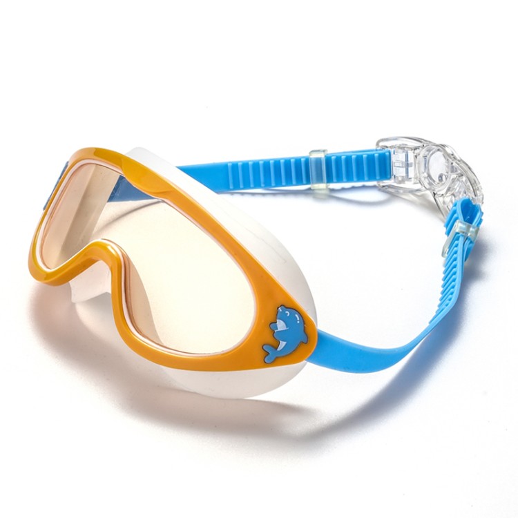 Cartoon one-piece large mirror children's swimming goggles