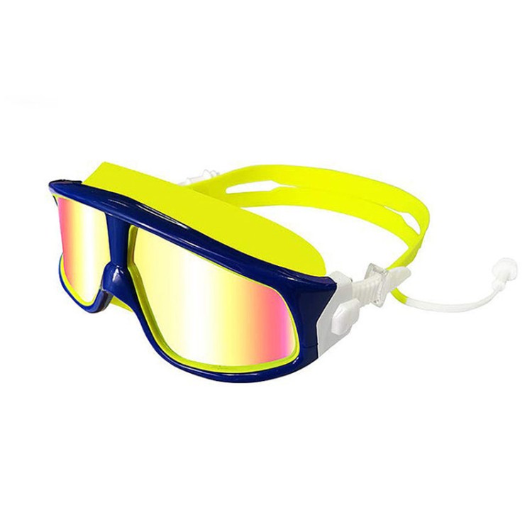 Large frame anti-fog children's swimming goggles with earplugs