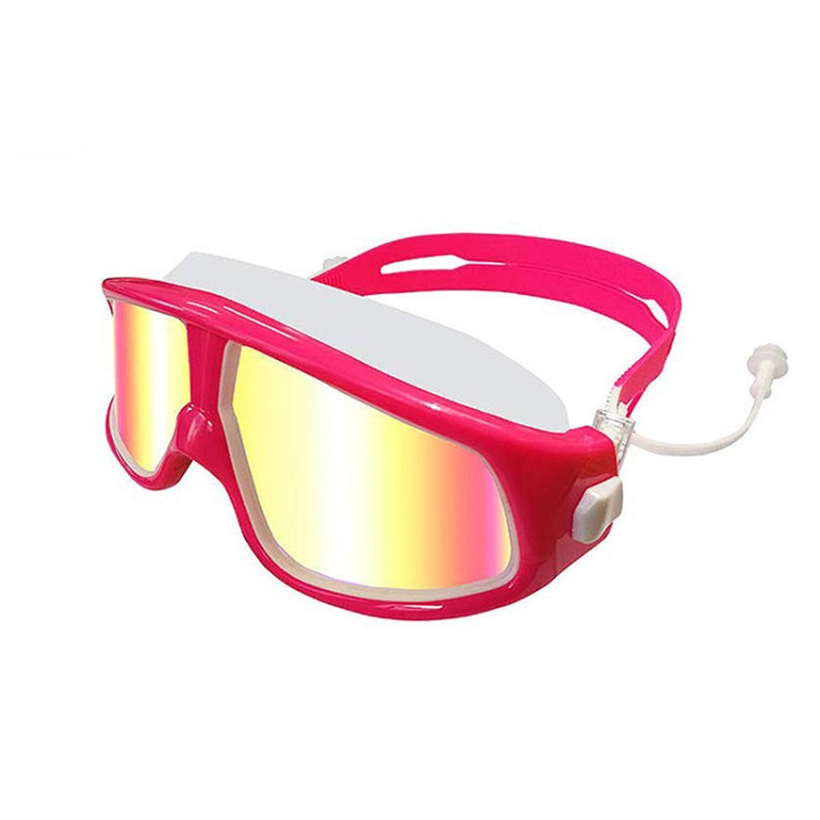 Large frame anti-fog children's swimming goggles with earplugs